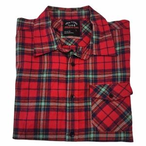 Pattern Flannel Shirt Super Soft Red Size L 100% Cotton